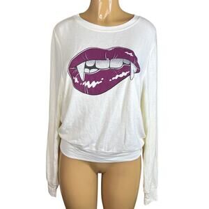 Wildfox Love Bites Baggy Beach Jumper Vampire Lips Sweatshirt Top Size Small NWT